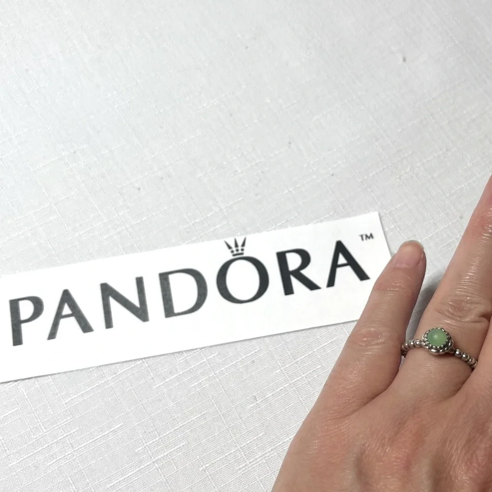 Pandora Silver Ring with Mint Green Gem. May birthday. Retired. Size 7 - Picture 3 of 8